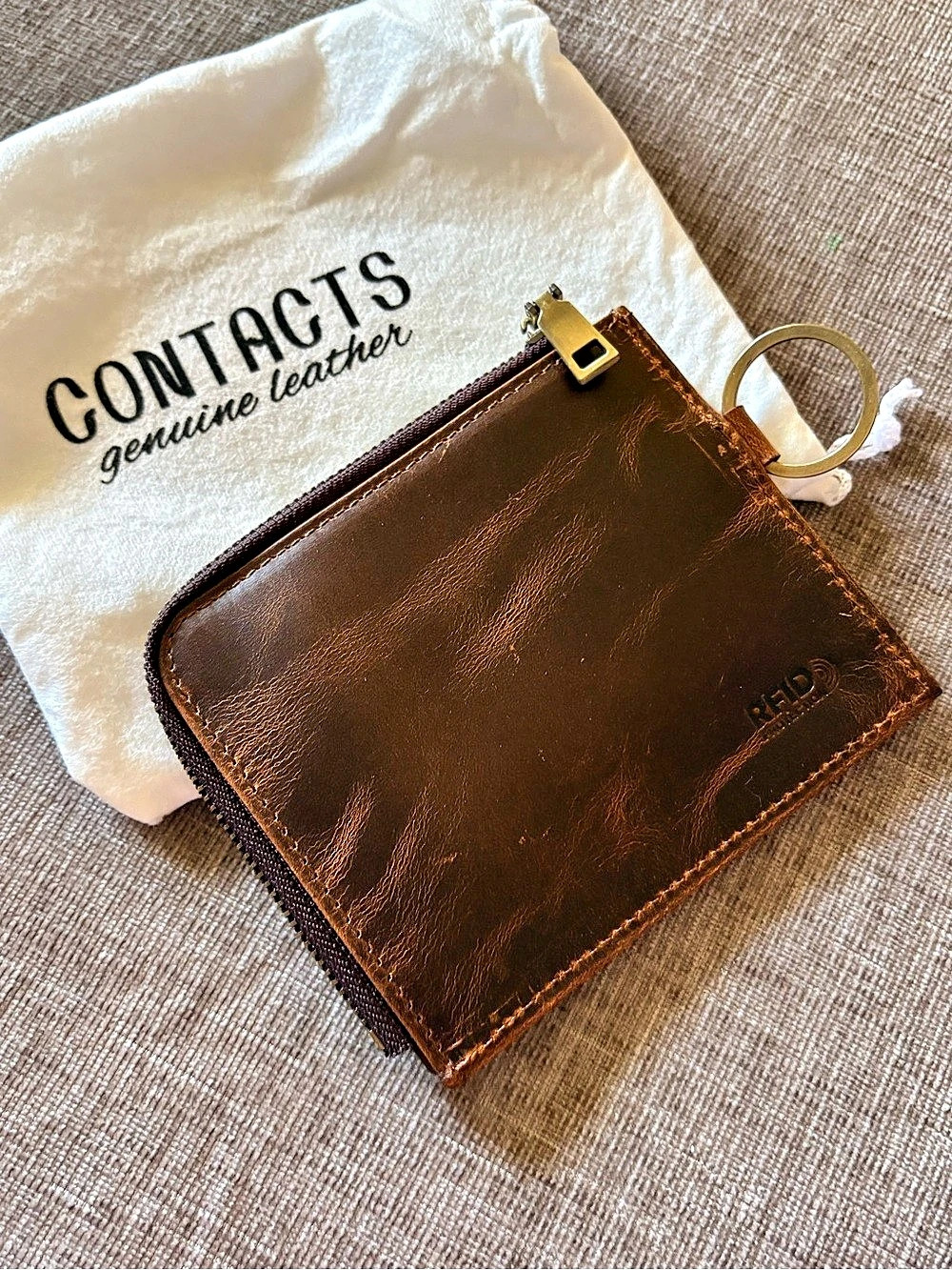 Genuine Leather Key Wallet Coin Purse Brown